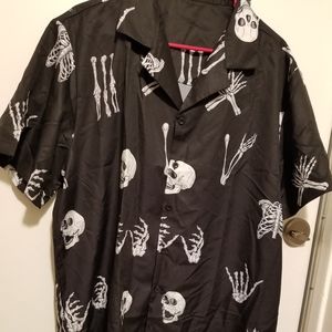 Halloween skull button shirt